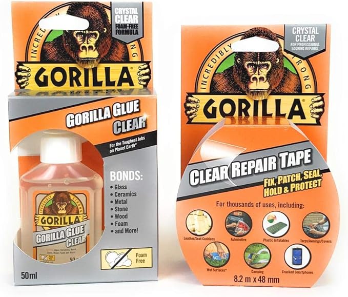 Gorilla Clear Repair Kit Crystal Clear Gorilla 8.2m Tape & 50ml
