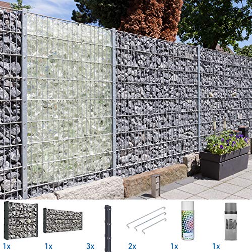 HORI® Gabionenzaun anthrazit I Sichtschutz-Zaun Komplettset I Zaunhöhe: 183 cm I Zaunlänge: 1x Gabione lang + 1x Gabione… – Bild 4