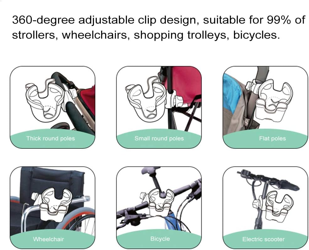 Hemousy Universal Cup Holder,2in1 Stroller Bottle Holder with Phone Holder 360 Degrees Rotation Large Caliber Drink Rack for Pushchair Crib Bicycle Wheelchair Walker Scooter Fishing Rod: Home & Kitchen