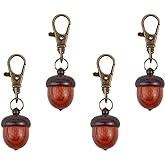 CHGCRAFT 4Pcs Wooden Acorn Box Keychain with Zinc Alloy Swivel Lobster Clasps Charm for DIY Keychain Necklace Crafting Jewelry Making Car Pendant Decorations, Camel