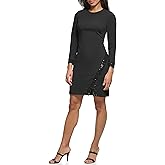 DKNY Womens Desk to Dinner Sequin Detail Long Sleeve Dress