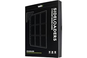 Vault X 9 Pocket Sideloading Pages for 3 Ring Binder, Double-Sided A4 Sideloaders, Storage for Collectible Card Games, Sports, TCG (Black, 50 Pack)