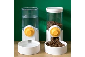 OctPet Hanging Automatic Food Water Dispenser, Water Food Bowl for Cage Pet, Gravity Auto Feeder Waterer Set for Samll Dog Cat Small Animals Rabbit Chinchilla Guinea Pig Hedgehog Ferret (White)