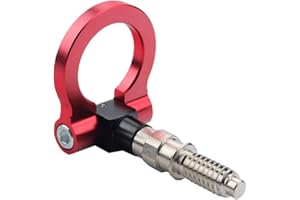 DEWHEL Aluminum Track Racing Front Rear Bumper Car Accessories Auto Trailer Ring Eye Towing Tow Hook Kit Red compatible with BMW 1 3 5 Series X5 X6 E36 E39 E46 E82 E90 E91 E92 E93 E70 E71 Mini Cooper