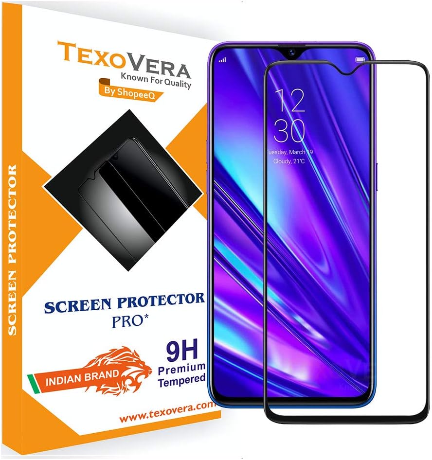 ShopeeQ® 9H Hardness Edge to Edge Screen Guard Protector for Oppo Realme 5 Tempered Glass Extra Premium with Full Glue Glass