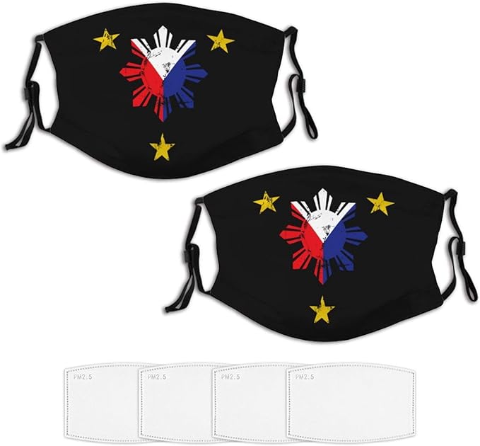 Philippine Flag Pinoy Pride Filipino American 2 Piece Face Mask Set