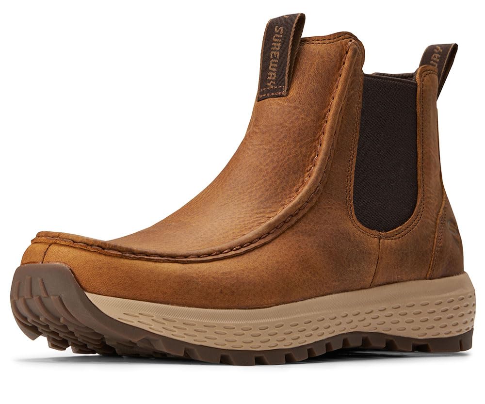Photo 1 of *major usage* SUREWAY Men's Chelsea Boots - Lightweight Slip-On Work Boots with Moc Toe Design,Casual Leather Boots Slip-Resistant Rubber Outsole,Chukka boots for All-Weather Comfort (Office,Casual,Dress)