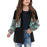 Imily Bela Girls Aztec Print Corduroy Jacket Fall Button Down Long Sleeve Shirt Overszied Shacket