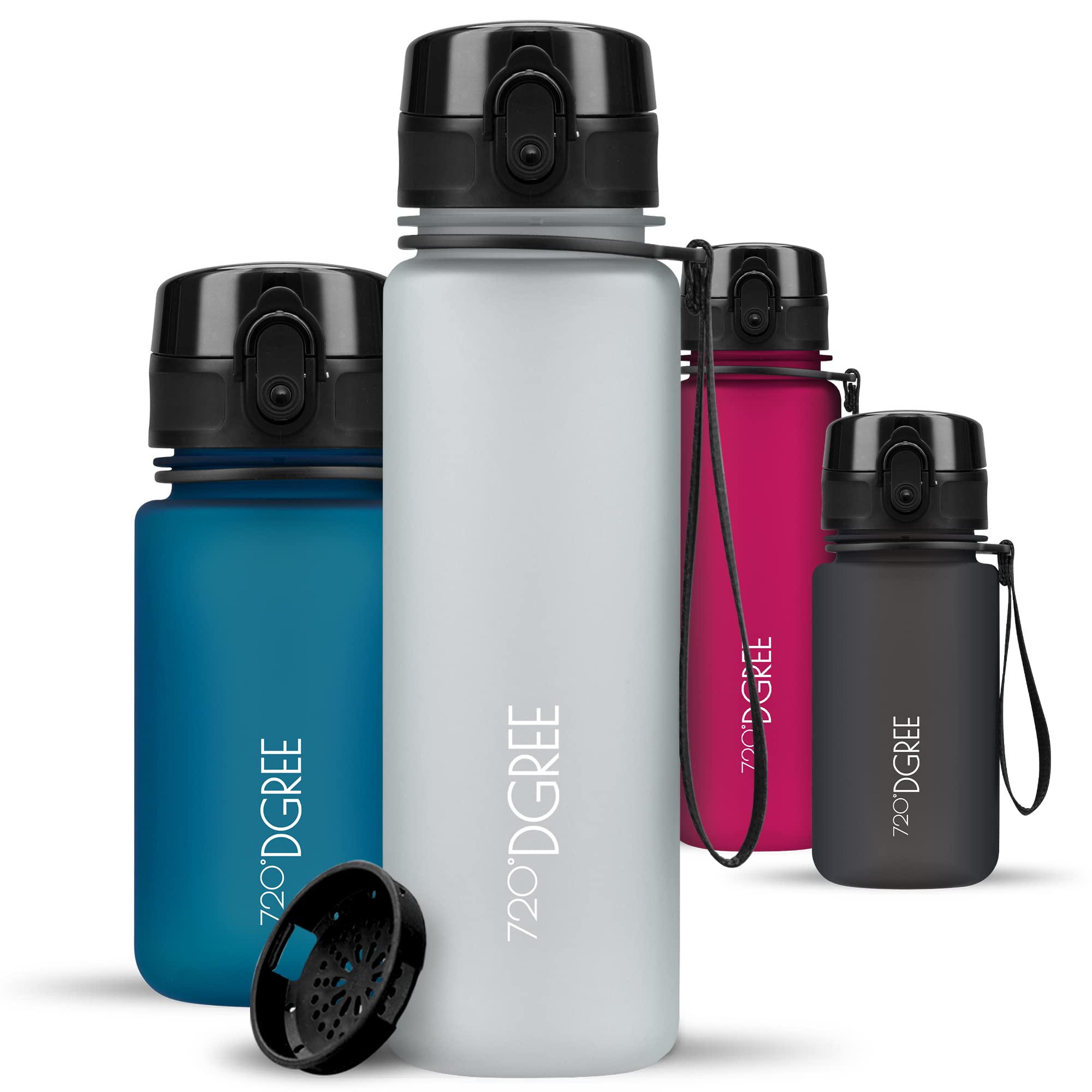 720°DGREE Water Bottle Kids 500ml “uberBottle“ softTouch +Sieve - BPA-Free Tritan, Leakproof, Reusable Drinking Bottle - Waterbottle for Children, School, Playground, Boys, Girls, Handbag, Sport, Bike