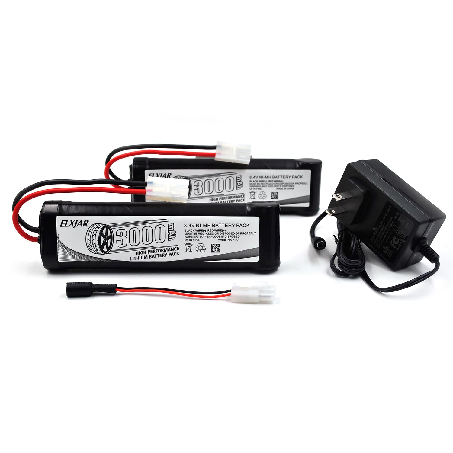 Photo 1 of (2-Pack) 8.4V 3000mAh Ni-MH Battery Replacement for M16 SR16 AK Series MP5 G&P M16A1 Knights SR16 MP5 SD5 MK5A4 G3 SD1 M16VN CA G3 SG1 G3 A3 Airsoft Guns