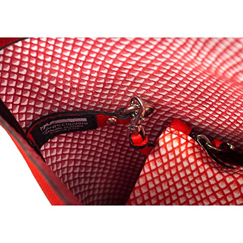 Gianni Chiarini Italian Made Red Pebbled Leather Slouchy Open Top Shoulder Bag