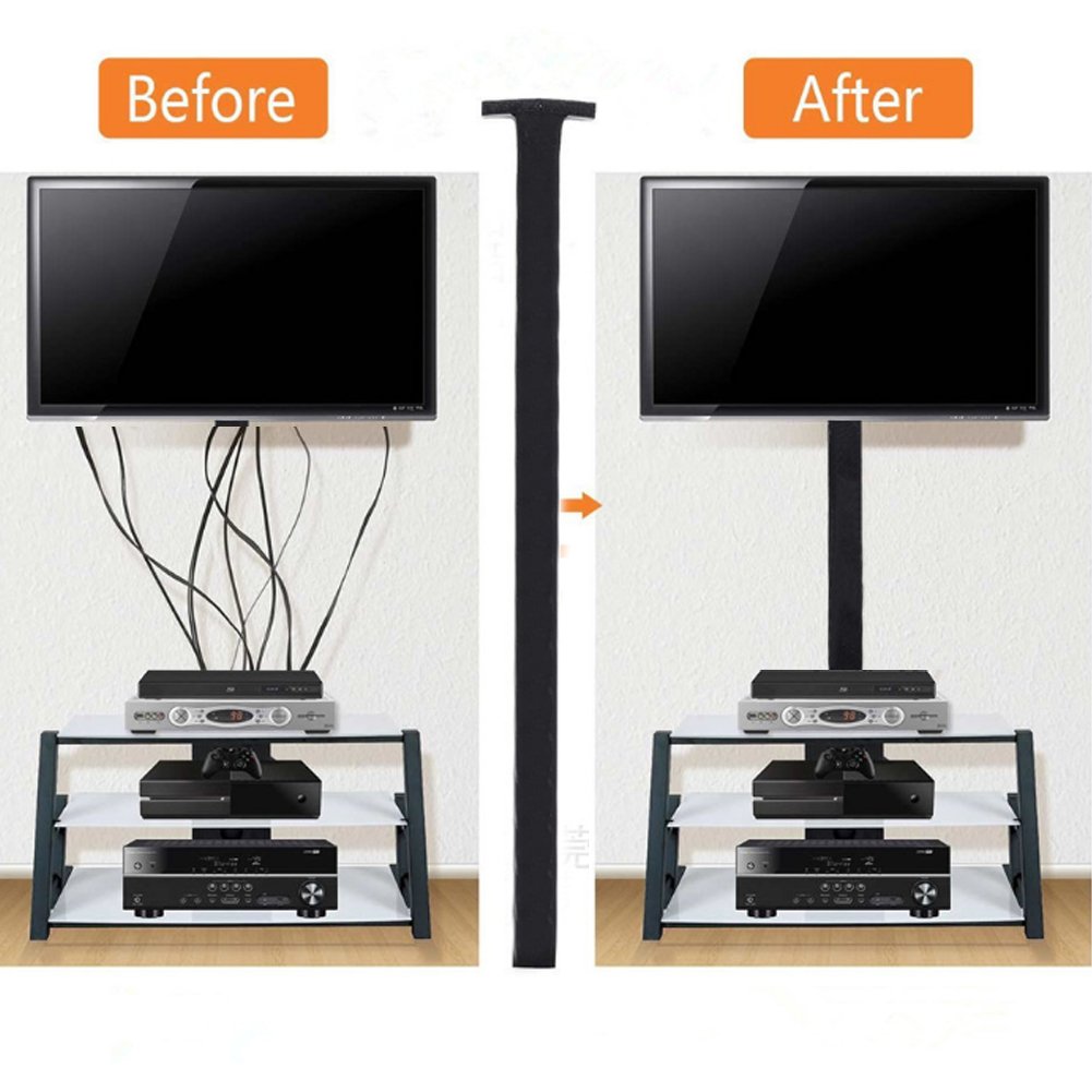 Homga 120 inch Cable Organizer Sleeve, Cord Organizer Adjustable Cable Sleeve, Cable Management Sleeve, Black and White Flexible Neoprene Cable Organizer