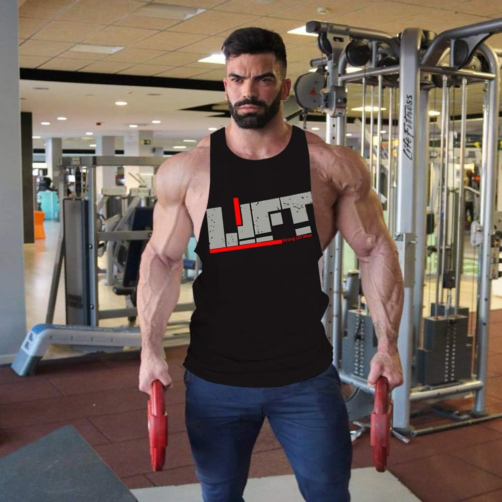 GZXISI Men's Gym Bodybuilding Stringer Tank Top Workout Muscle Cut Shirt Fitness Sleeveless Vest: Clothing