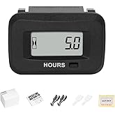 Jayron Hour Meter, AC/DC 5-277V IP68 LCD Timer for Zero Turn Mower | AC/DC 5-277 V or spark plug signal, 50H oil reminder, 99999H runtime, IP68 Waterproof for mower generator boat tractor