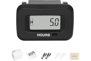 Jayron Digital LED Hour Meter Gauge AC/DC 5V to277V Voltage,Resettable Maintenance Interval Data Storage Waterproof Design for Small Engines,Such as Lawn Mower,Generator,Air Compressor,Motorcycle…