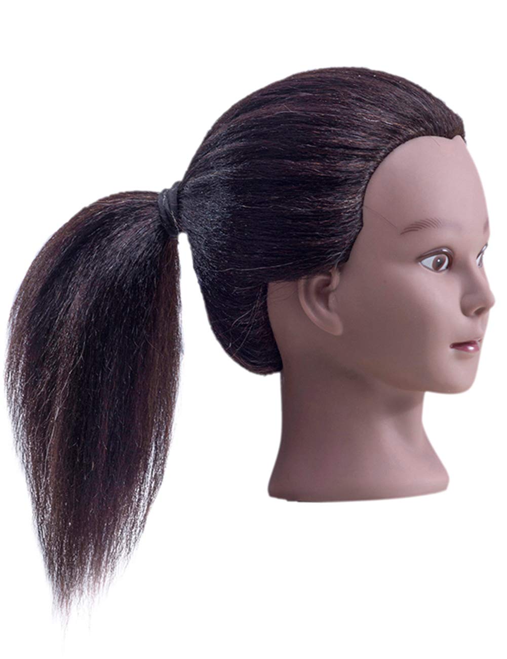 Cosmetology Mannequin Head with 100% Real Hair and Adjustable Stand 18-20\