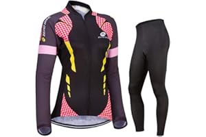 ZEROBIKE Women's Breathable Long Sleeve 3D Gel Padded Bicycle Cycling Suit Mesh Cloting Pants Set UV Protective