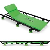 AFF Viking 40" Mechanic's Creeper, Angle Head Design, Heavy Duty | 400 lbs Capacity, 4.4" Height Clears Most Vehicle Undercarriages, 3-Position Adjustable Headrest, Fully Padded for Comfort