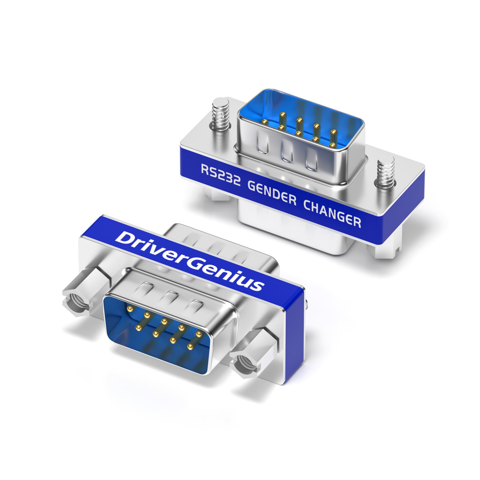DriverGenius Serial DB9 Gender Changer - 9-Pin RS232 Male - Male Adapter for RS232/Serial Data Transfer (RS232M2M-2A, 2 Pcs/Pack)