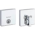 Kwikset Downtown Deadbolt Lock, Polished Chrome Square Exterior Keyed Front Entry Door, Pick Resistant SmartKey Rekey Security, Single Cylinder Dead Bolt