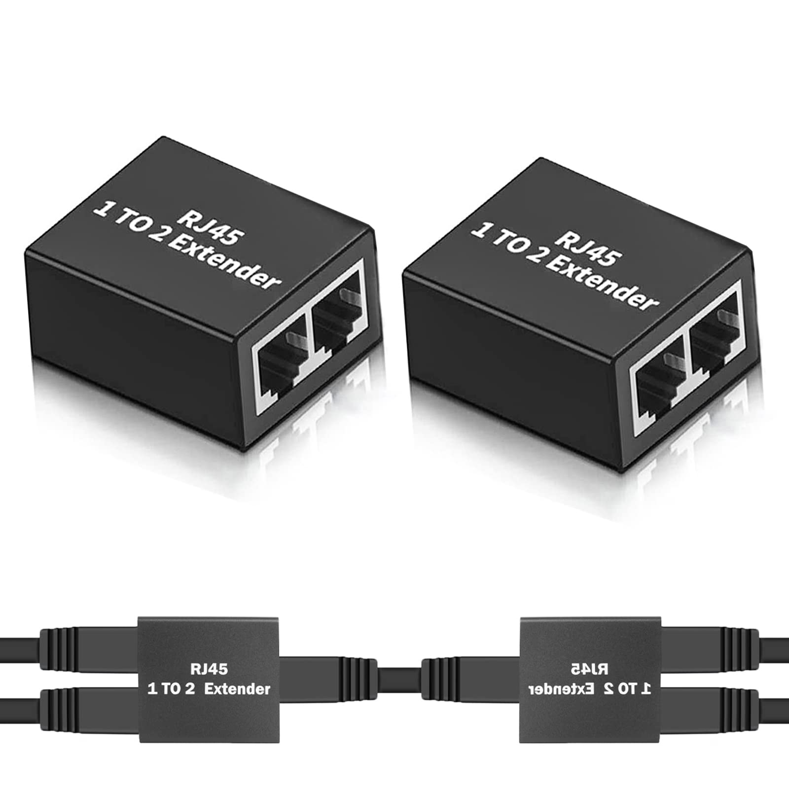 2 Packs Ethernet Splitter, Female to Dual Female Internet Distributor, 100Mbps High Speed Network Divider RJ45 Lan Disperser Extender Coupler for Cat5, Cat5e, Cat6, Cat7, Cat8 (Pack of 2)