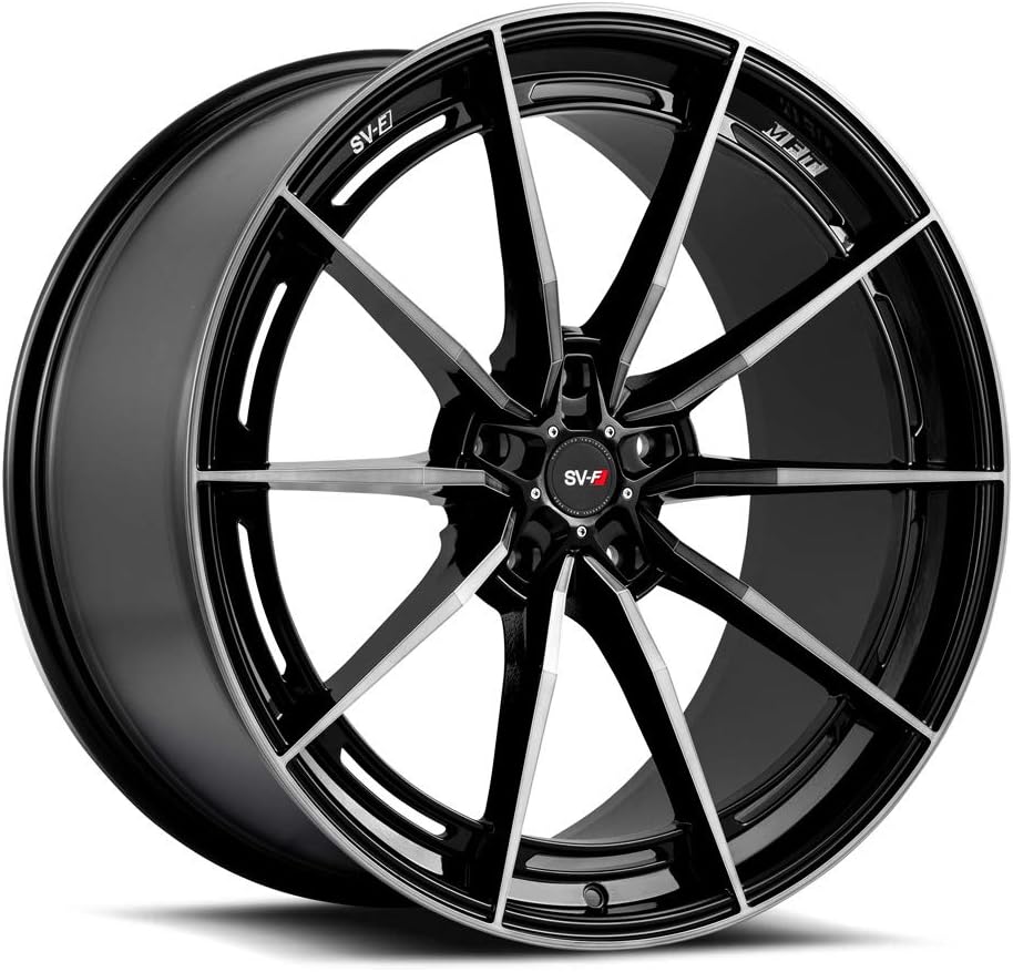 19" Inch Savini SV-F1 Flow Form Gloss Black/Dark Tint Face Wheels Rims Only | Set of 4 | Fits (2014+) Volkswagen Passat B8 | Includes 2 Kulture Motorsports Decals