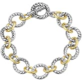 POWNOOL Wire Cable Bracelets for Women and Cable Bracelet Link Circle Bangle 2 Tone Silver and Gold Jewelry Gifts for Her