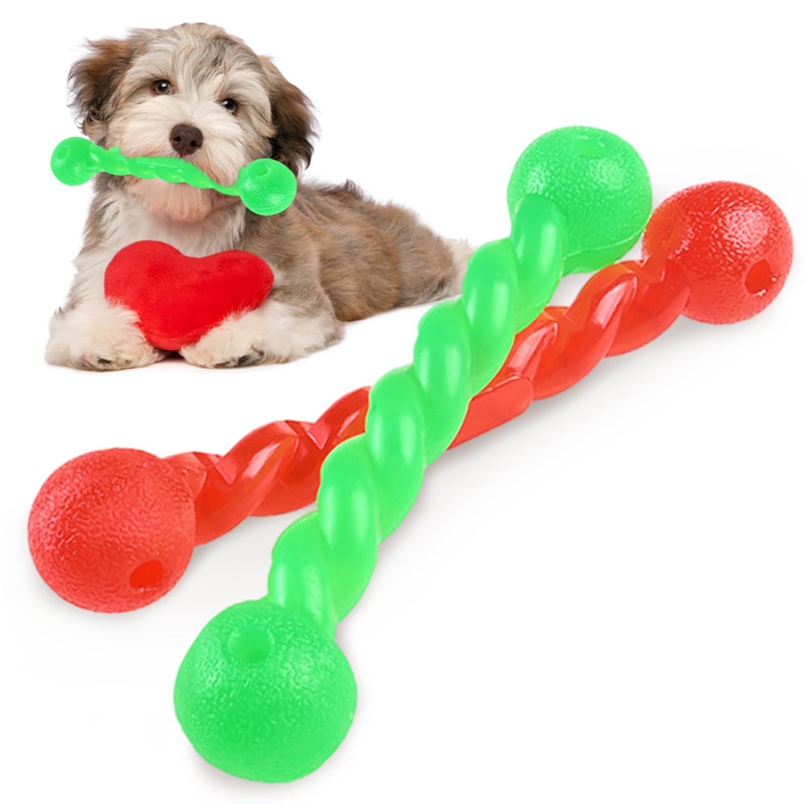 2 Pcs Indestructible Rubber Dog Chew Toys - Durable Dental Care Sticks for Teething Puppies - Washable Flexible Floating Pool Toy for Small Dogs