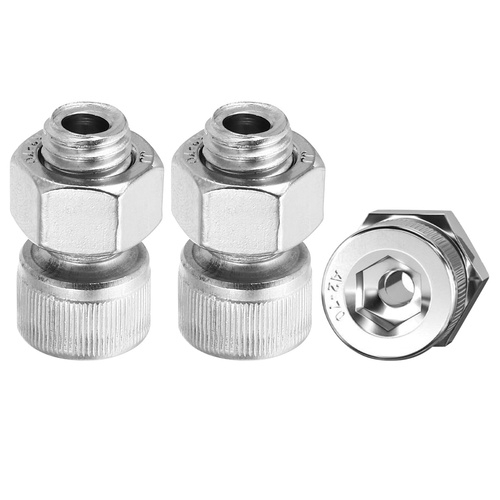 PATIKIL M12x20mm 304 Stainless Steel Hollow Bolt, 3 Set Cylindrical Hexagon Socket Screw Nut Kit Lamp Threading Screws Through Hole Fasteners