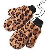 Dsxnklnd Winter Cartoon Leopard Student Cycling Gloves Women Thick Warm Mittens
