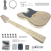 Yinfente DIY Guitar Kit With Basswood Body Maple Neck With Maple Fretboard 6 String DIY Electric Guitar Kit With All Components To Build Your Own Guitar