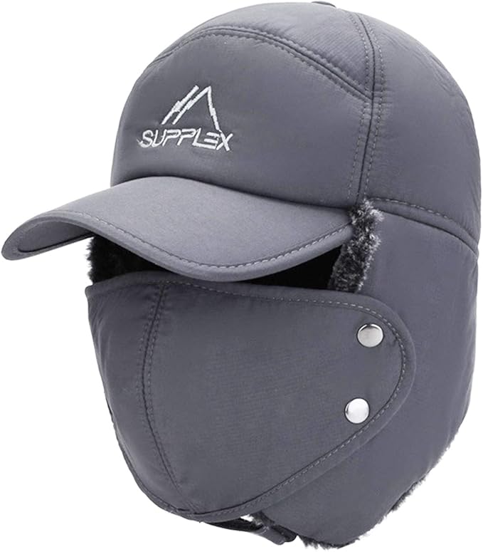 Amazon Y Boa ロシア帽子 飛行帽 パイロットキャップ フライトキャップ スノボ 帽子 防寒帽子 耳あて付き 男女兼用 メンズ レディース スキー アウトドア 登山 グレー 帽子 通販