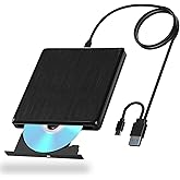 CD Drive for Laptop, DVD Drive USB External with Extended Data Cable | External CD/DVD Drive for Laptop, USB 3.0 and Type-C CD Reader, Portable DVD Burner for Desktop Mac OS Windows Linux