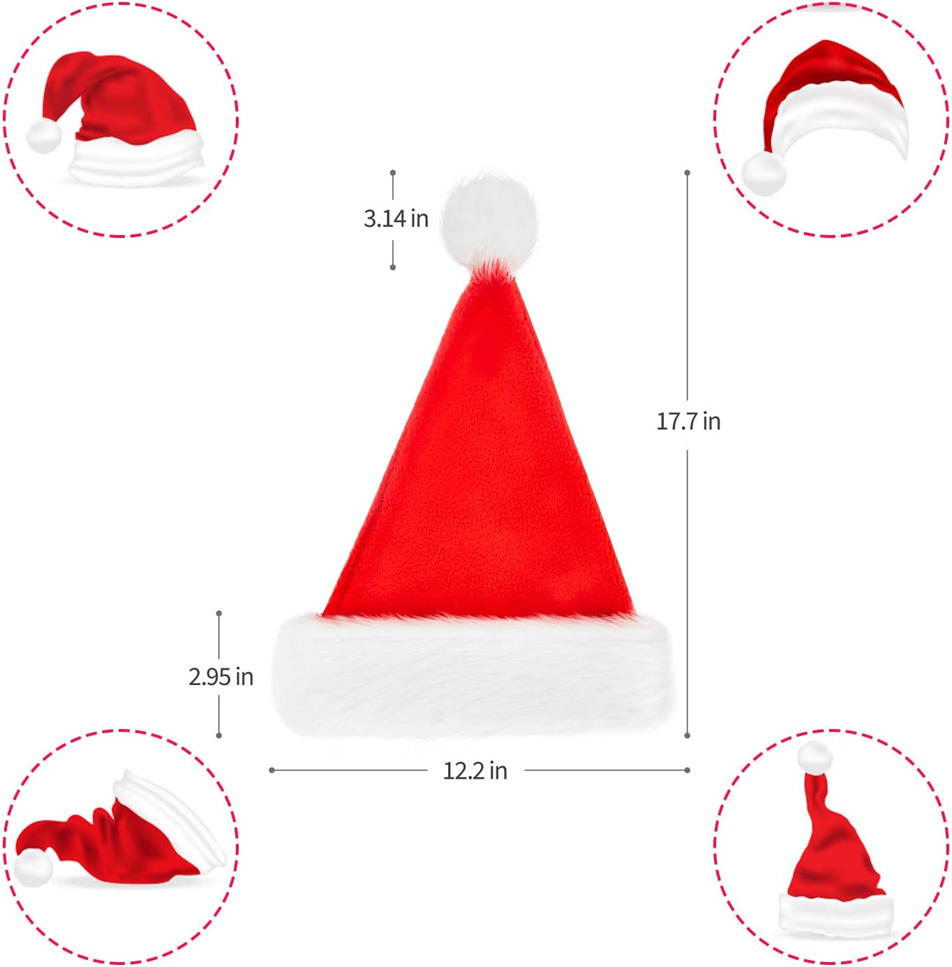 Christmas Hat, Santa Hat, Xmas Holiday Hat for Adults, Unisex Velvet Comfort Christmas Hats Extra Thicken Classic Fur for Christmas New Year Festive Holiday Party Supplies: Health & Personal Care