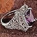 Psiroy 925 Sterling Silver Plated Simulated Amethyst Filigree Art Deco Statement Ring Size 9