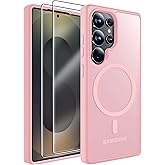 MOZOTER for Samsung Galaxy S25 Ultra Case with Magnetic,[Compatible with MagSafe][2*Screen Protector][12Ft Military Dropproof] Translucent Anti-Slip Back Slim Shockproof Case for S25 Ultra-Pink