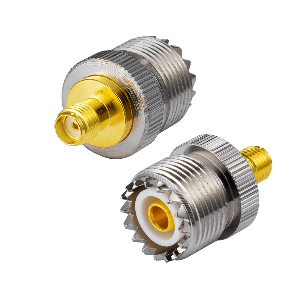 Vecys Two Way Radio SMA Female to UHF Female Straight Adapter SO239 SMA Adapter for Ham UHF Walkie Talkie Handheld Radio Pl Plug Antenna 2 Pieces