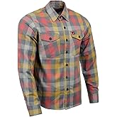 Milwaukee Leather MNG11661 Men's Gray and Red with Yellow Long Sleeve Cotton Flannel Shirt