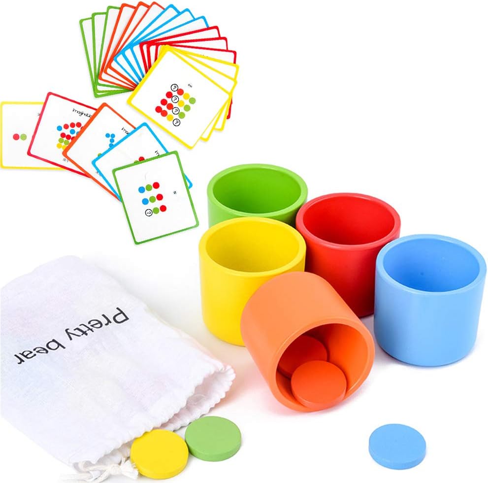 comeslele Toys & Games & Puzzle Wooden Color Classification Matching Cups Round Discs Kids Early Educational Toy