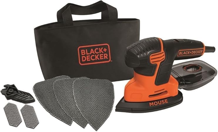 Black Decker Ka2000 Qs Ponceuse Mouse Filaire 120w Orange Noir 3 Accessoires Amazon Fr Bricolage