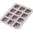 CHEFMADE Brownie Cake Pan, 12-Cavity Non-Stick Square Muffin Pan Blondie Bakeware for Oven Baking (Champagne Gold)