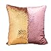 Idea up Reversible Sequins Mermaid Pillow Cases 4040cm with magic mermaid sequin (Pale pink and Gold)