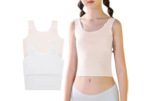 SEAUR Kids Girls Cami Tank Top Sleeveless Cotton Undershirts Breathable Camisoles with Shelf Bras