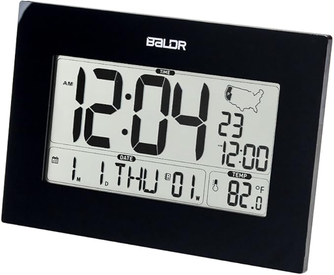 BALDR Digital Atomic Desk Wall Alarm Clock with Thermometer