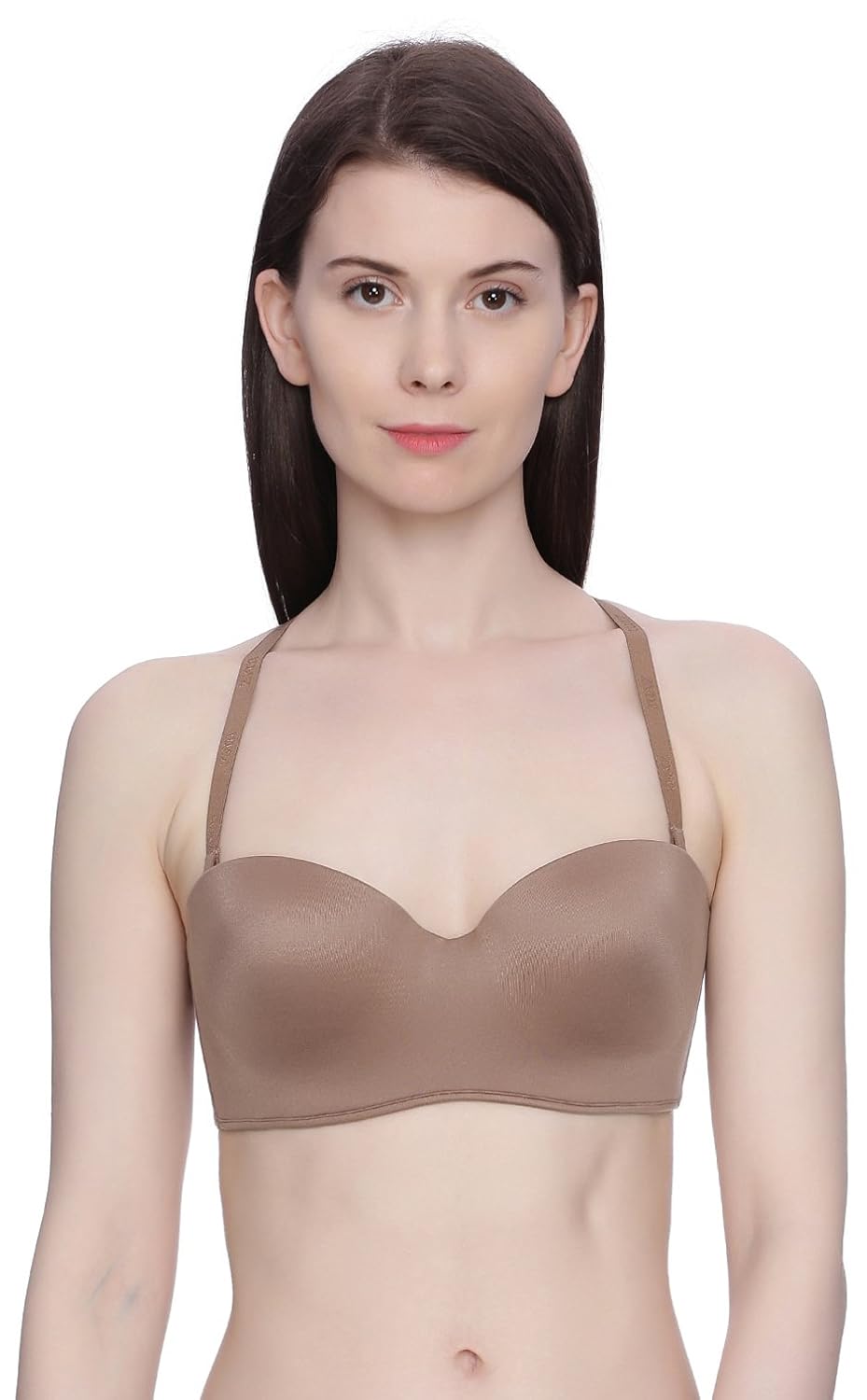 zivame at work super soft padded strapless bra- brown