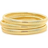 CONRAN KREMIX Gold Chunky Bangle Waterproof Bracelets for Women 14K Real Gold Filled Stainless Steel Bracelet Non Tarnish Trendy Jewelry