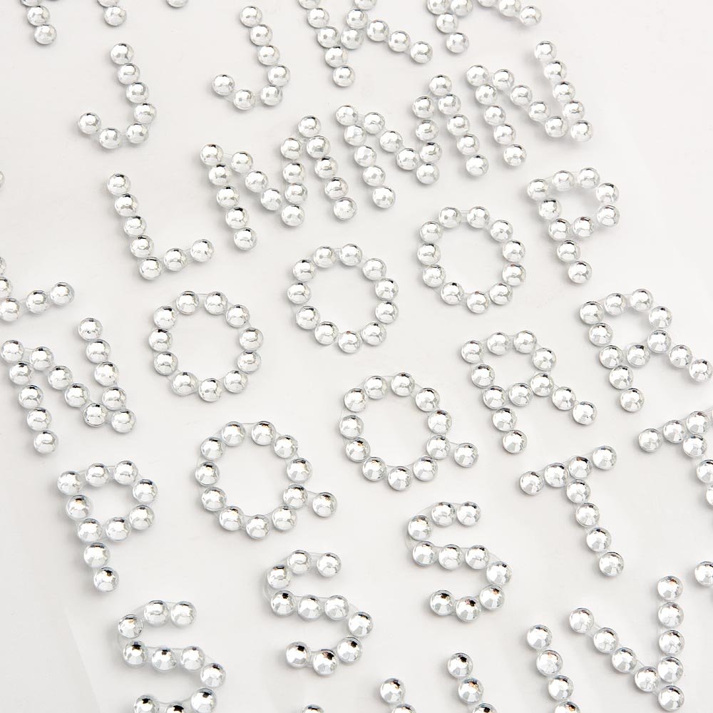 15mm Clear Diamante Self Adhesive Alphabet Letters Craft Embellishment