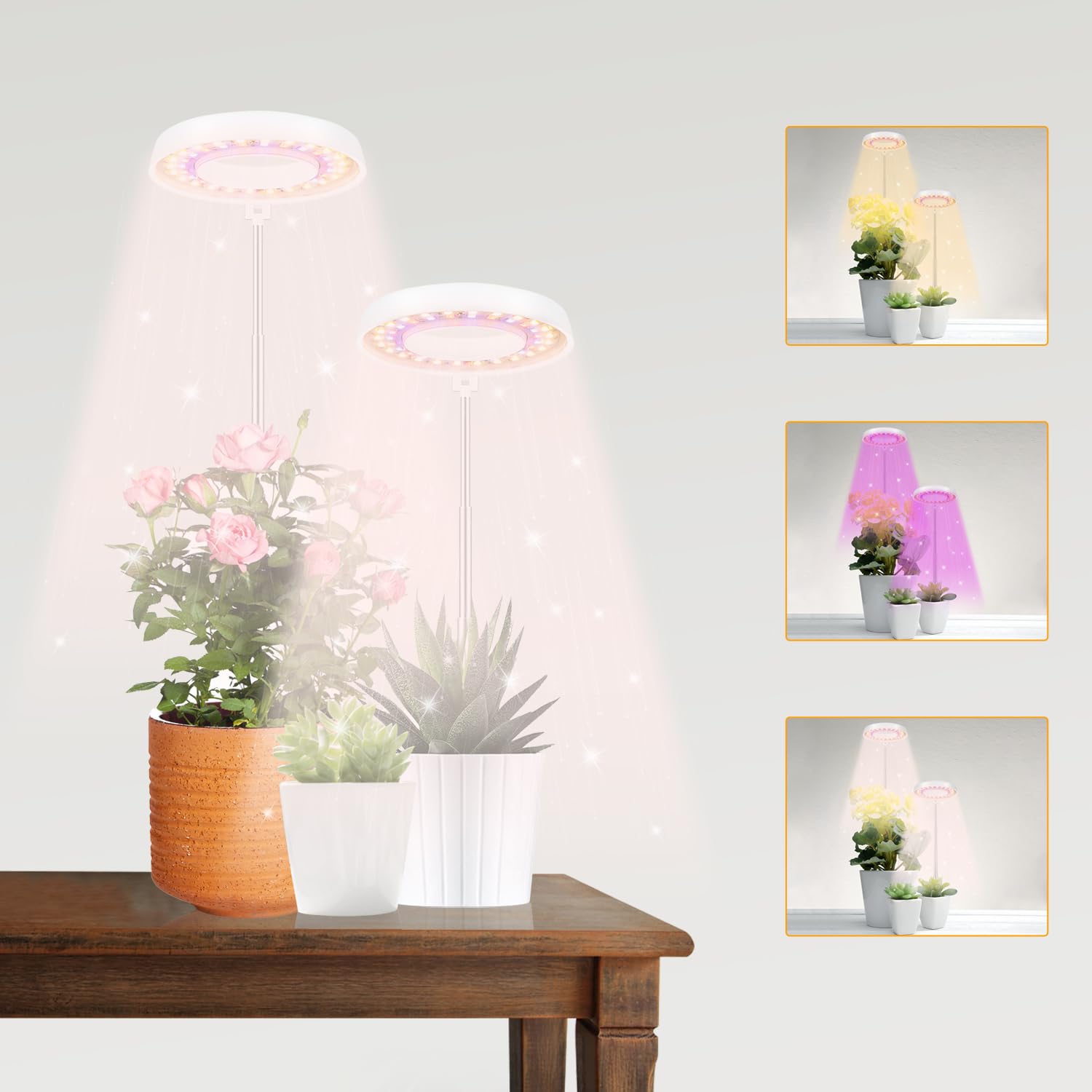 Photo 1 of GooingTop LED Grow Light, Halo Plant Growing Lamp for Indoor Plants Growth, White Full Spectrum Low Light for Small Plants,Upgrade Timer 4/8/12/18 Hrs & Variable Spectrum,2 Pack