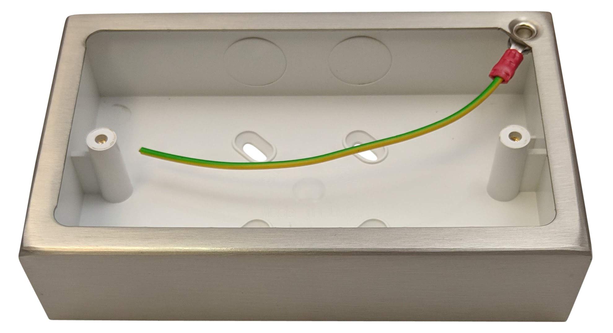 G&H 710SS 2 Gang Brushed Steel Surface Mounted Double 30mm Pattress Box