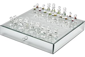 Sagebrook Home Crystal/Mirrored Chess Set,Silver